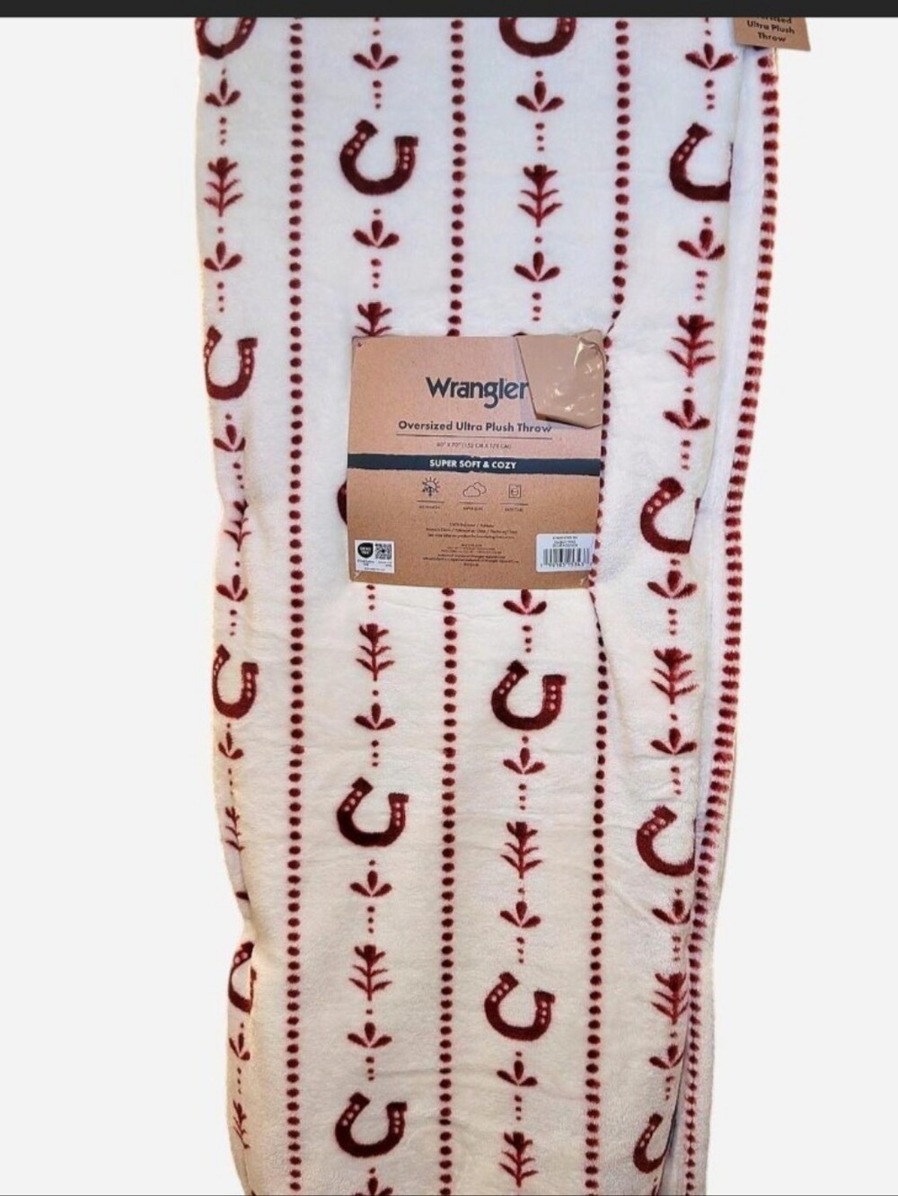 Wrangler Oversized Ultra Plush Throw Blanket Horseshoe Print